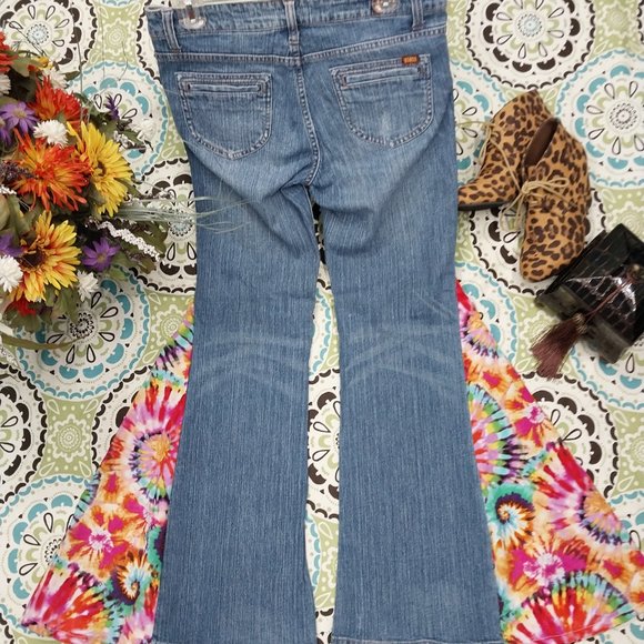1004 Size 9j Bongo Stretch Upcycled Jeans Bell-Bottoms - Picture 3 of 4